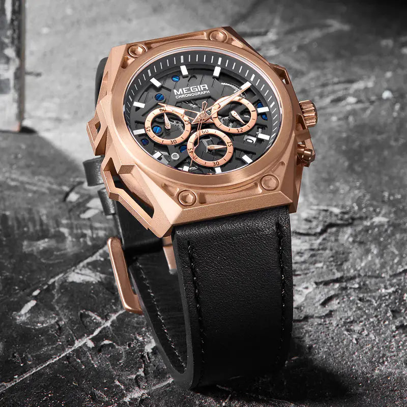 Reloj deportivo de cuarzo para hombre Megir con caja de acero inoxidable