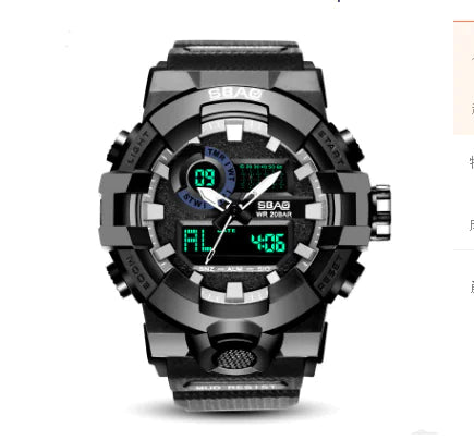 Men's Digital Sports Watch with PU Band - Quartz Style