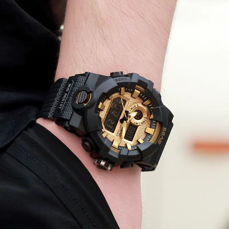 Men's Digital Sports Watch with PU Band - Quartz Style